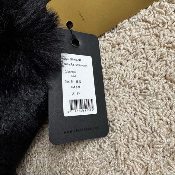 Goldbergh Fun Fur Snow Boots NWT US 9 Black Waterproof Apres Ski Moon Boots - Picture 5 of 10